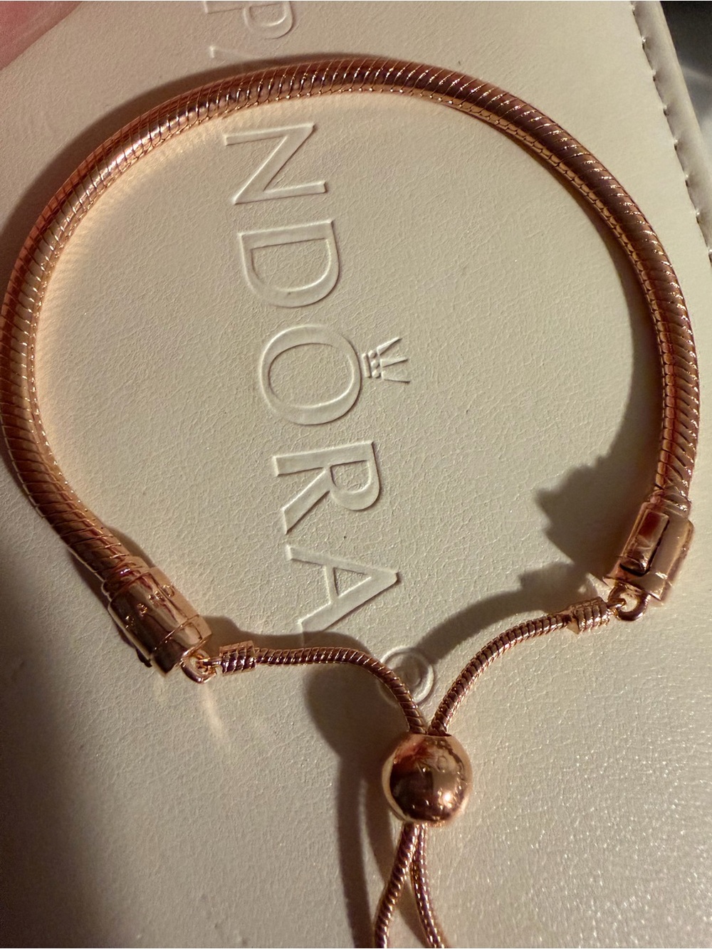 Pandora Moments Rose Gold Snake Chain Slidder Bracelet